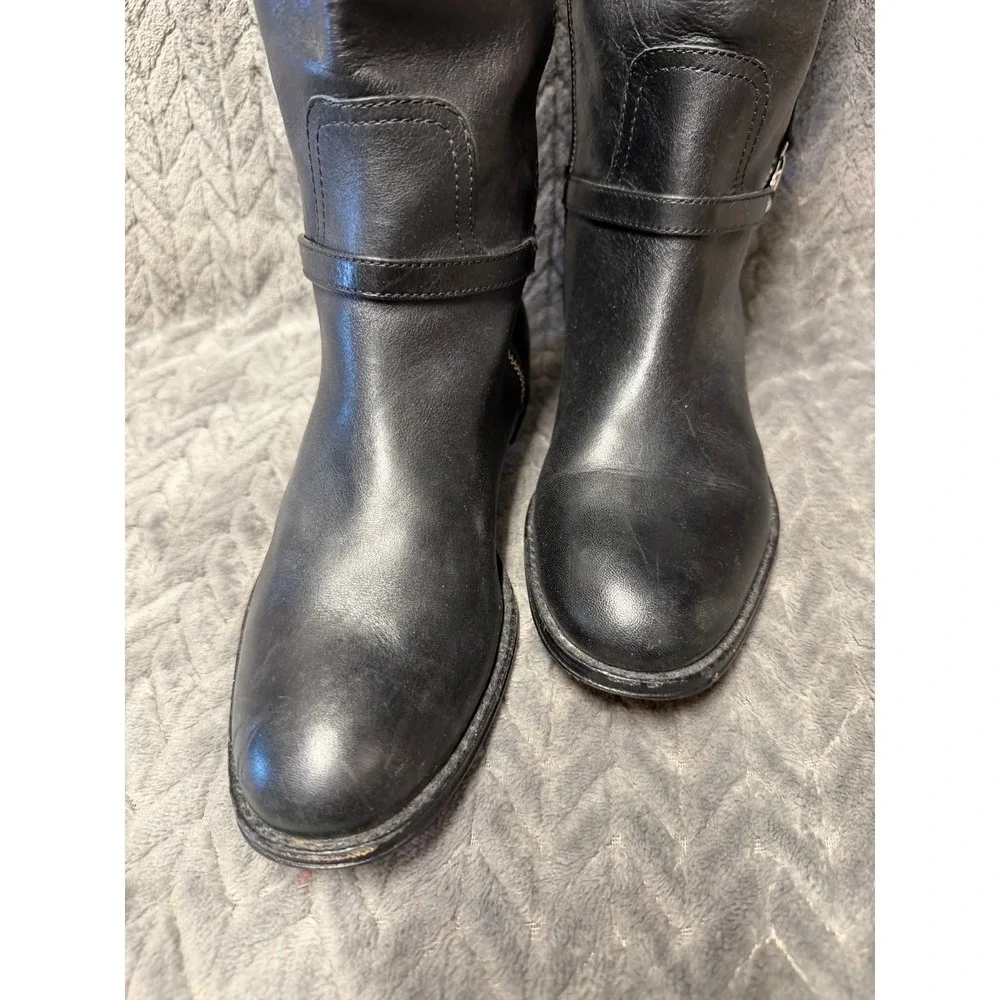 Coach Mulan Riding Boots 6.5B Black Leather Silver Medallion A4311